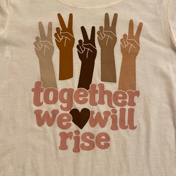 NWT “Together We Will Rise” Peace Sign Graphic Tee (7-9) - Picture 6 of 7